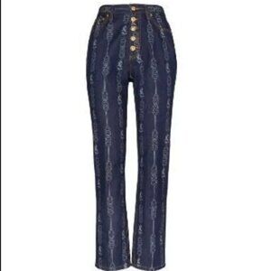 Tory Burch Gemini Link Bloom Jacquard Denim Jeans 29